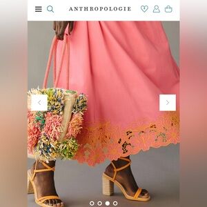 Anthropologie Smocked Yoke Cutwork-Hem Skirt NWT